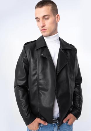 Herren- Bikerjacke aus Öko-Leder mit Schulterklappen, schwarz, 97-9P-154-1-XL, Bild 1