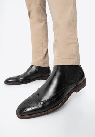 Herren-Chelsea-Stiefel aus Leder, schwarz, 97-M-506-1-44, Bild 1