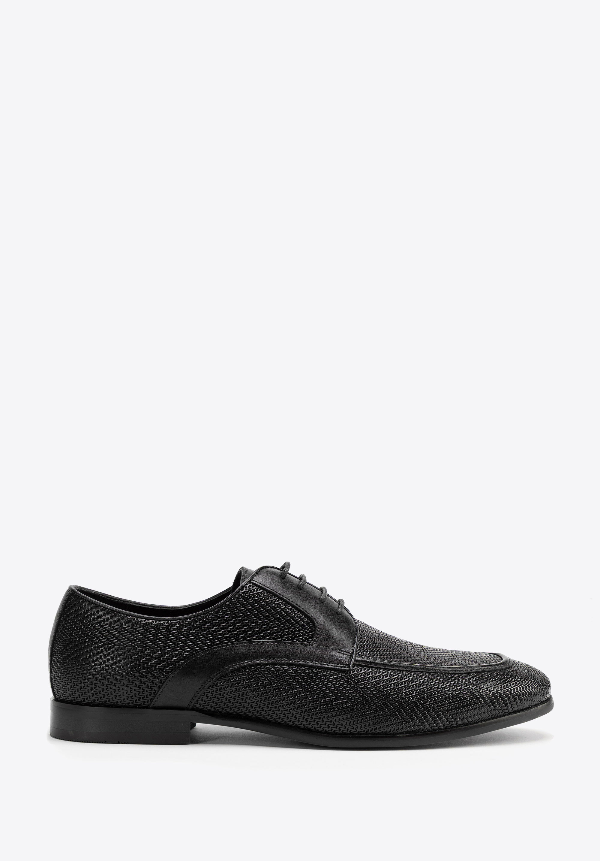 Herren Derby aus geflochtenem Leder, schwarz, 100-M-508-1-44, Bild 1