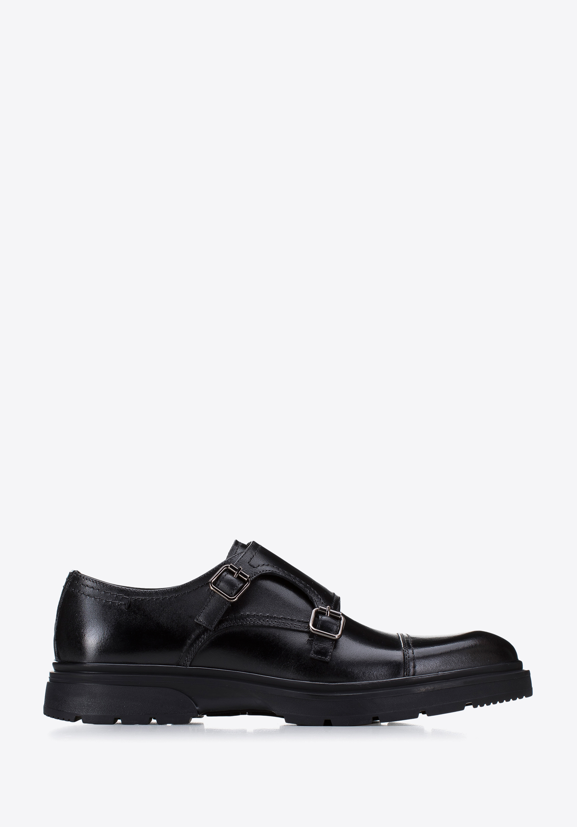Herren-Doppelmonk-Schuhe aus Leder, schwarz, 97-M-510-1-44, Bild 1