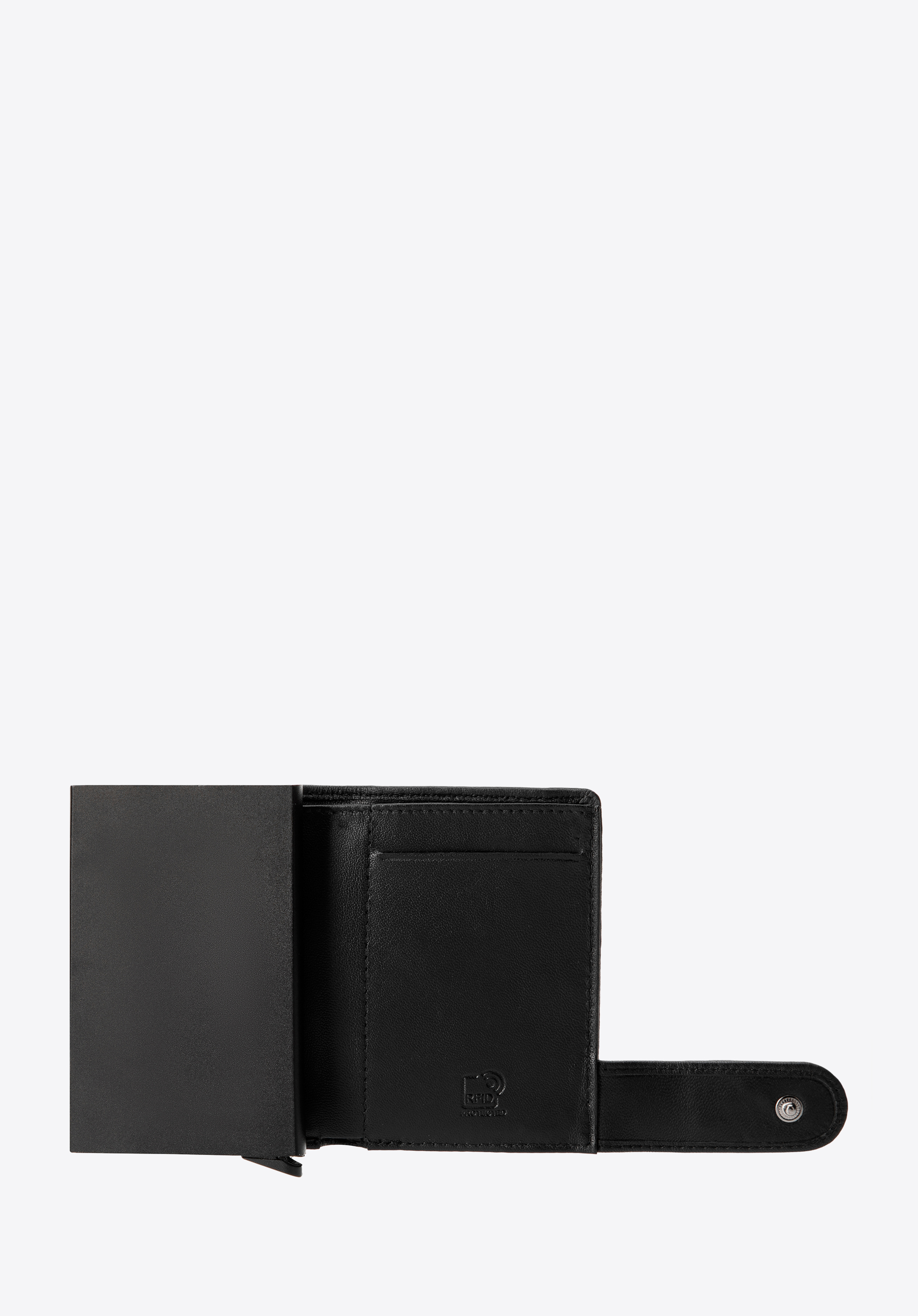 Herren-Geldbörse aus Leder mit ausziehbarem Kartenfach, schwarz, 14-1D-993-1, Bild 1