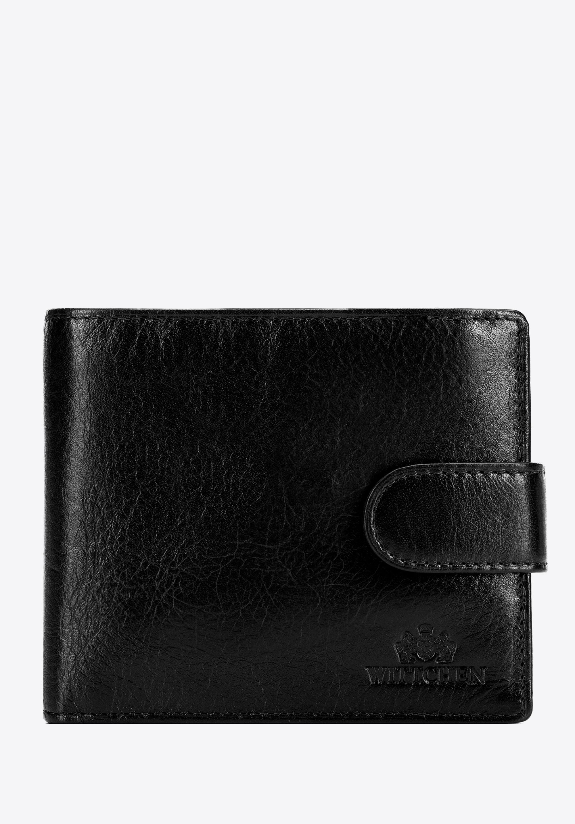 Herren-Geldbörse aus Leder mit Druckknopfverschluss, schwarz, 21-1-120-L10, Bild 1