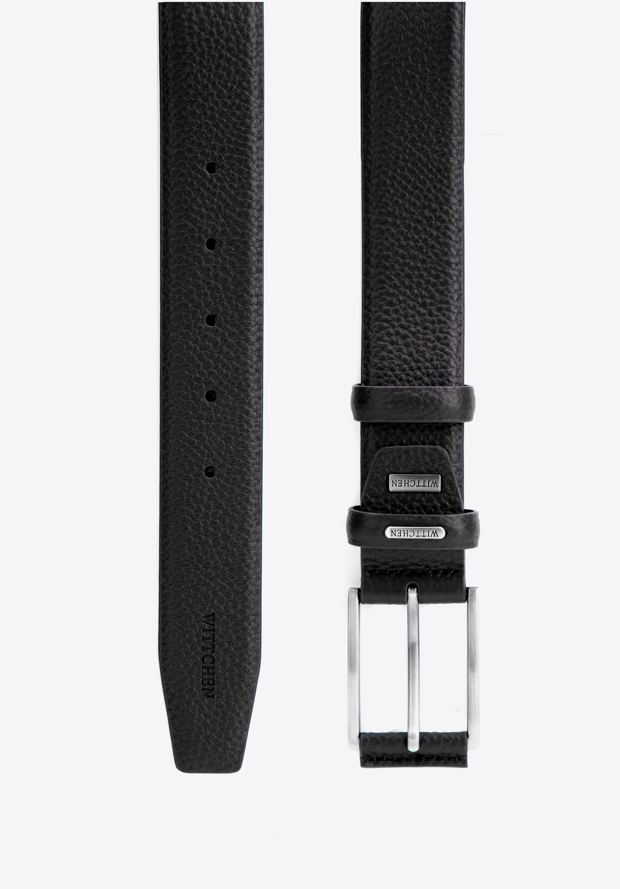 Herren-Gürtel aus genarbtem Leder mit klassischer Schnalle, schwarz, 102-8M-107-1-10, Bild 1