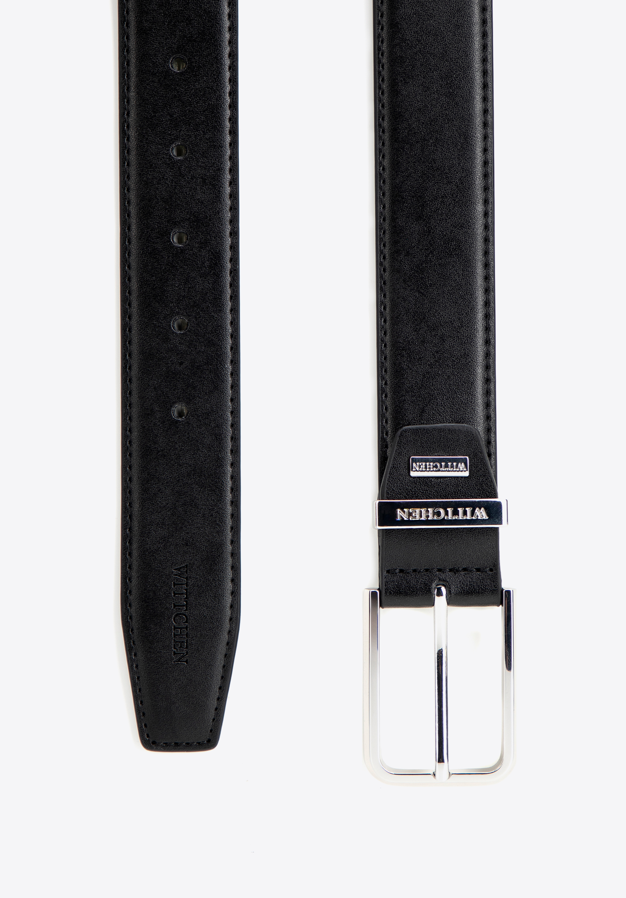 Herren-Gürtel aus glattem Leder, schwarz-silber, 102-8M-112-1-10, Bild 1