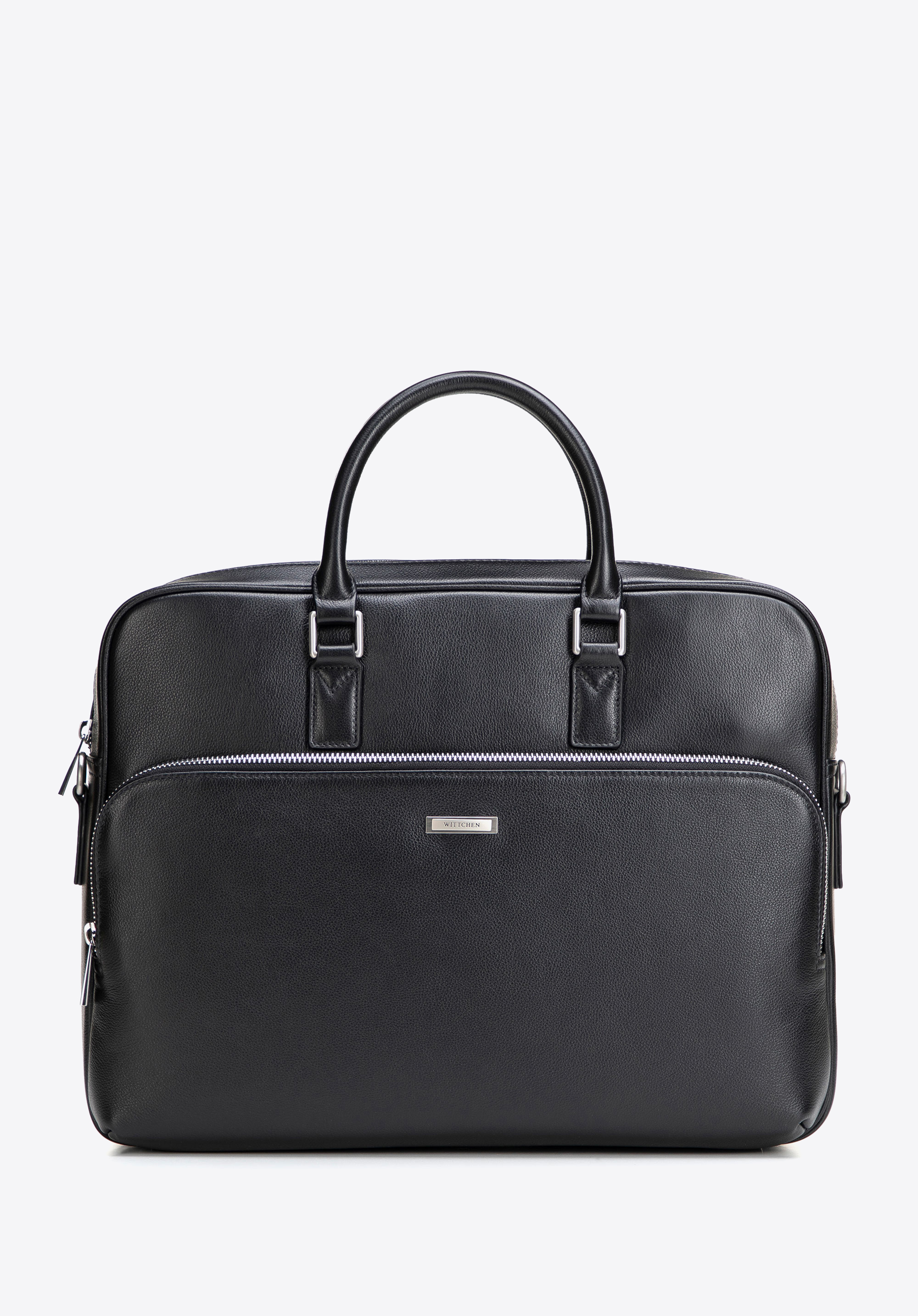 Herren-Laptoptasche aus Leder, 15,6 Zoll, schwarz, 102-3U-602-1, Bild 1