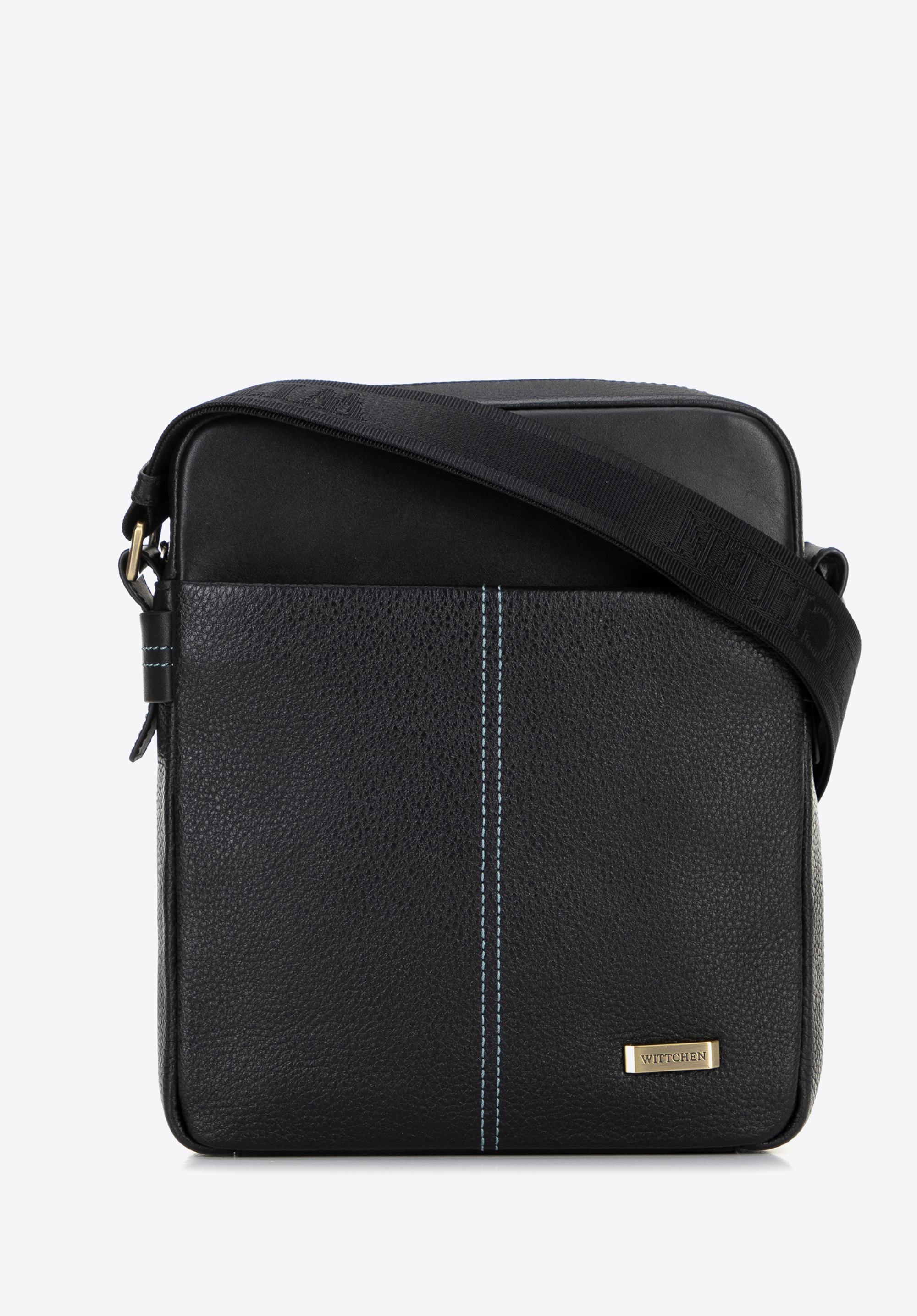 Herren Leder Umhängetasche, schwarz, 100-4U-803-1, Bild 1