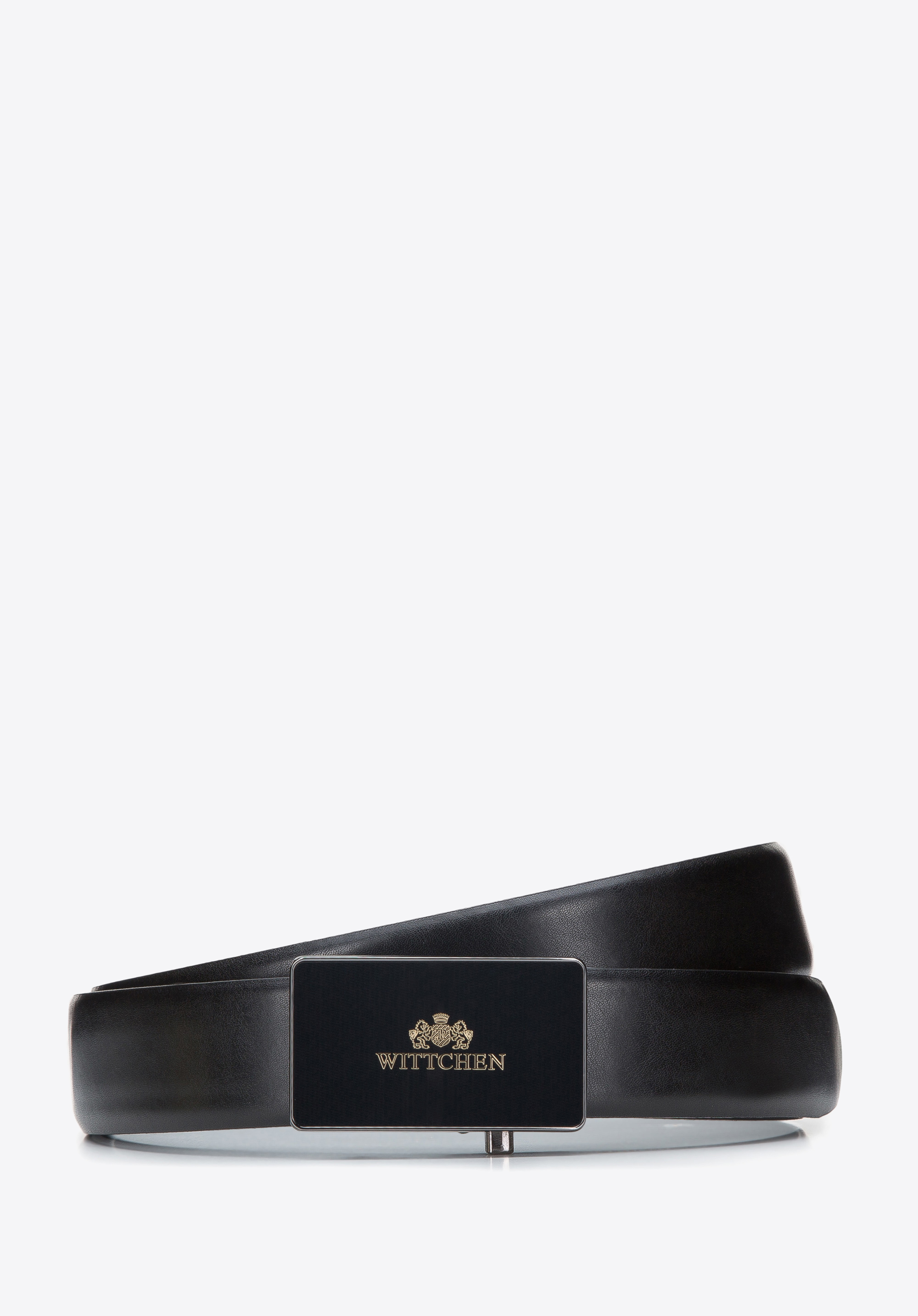 Herren-Ledergürtel mit goldenem Logo, schwarz, 94-8M-900-1-11, Bild 1