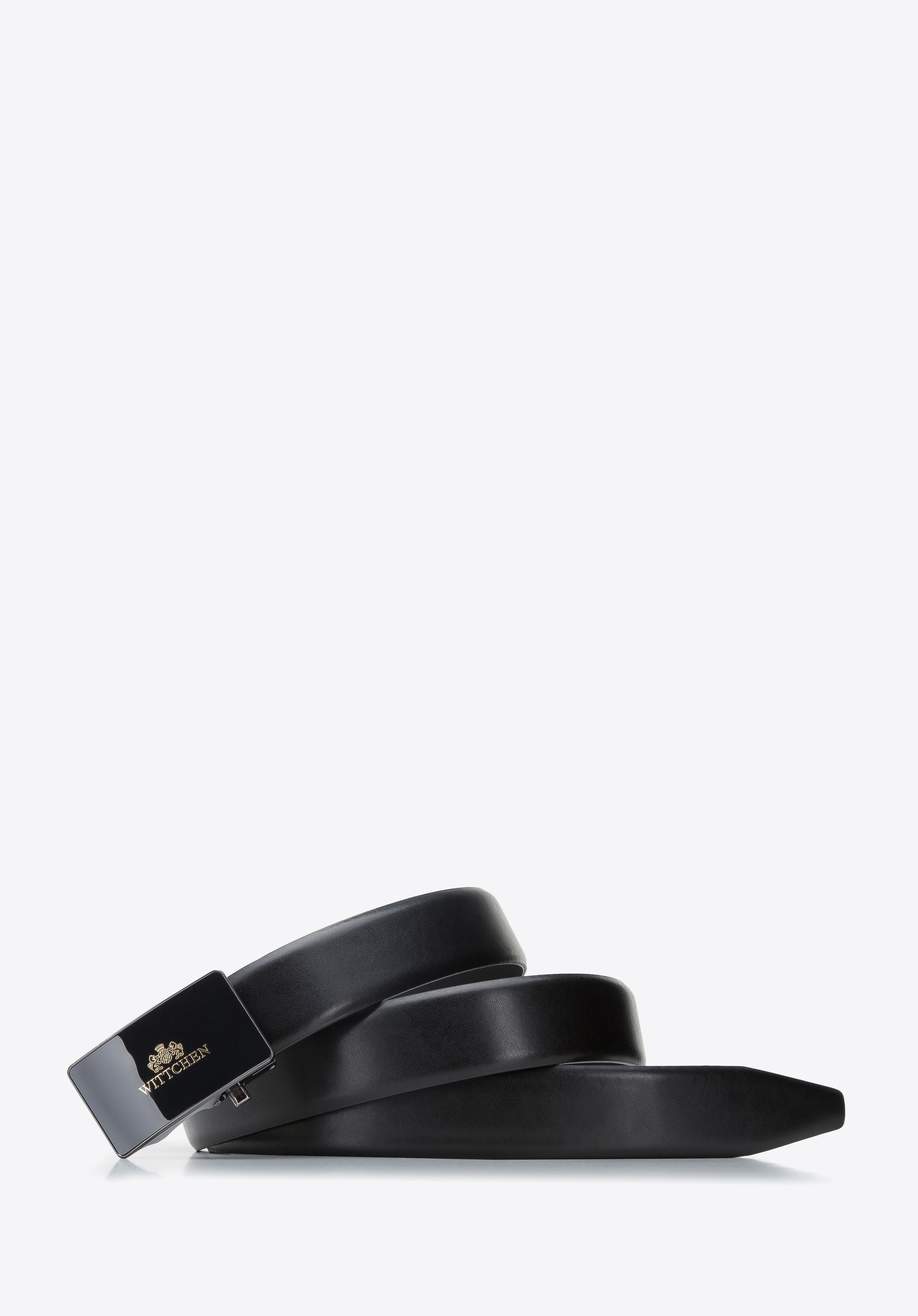 Herren-Ledergürtel mit goldenem Logo, schwarz, 94-8M-900-1-11, Bild 1