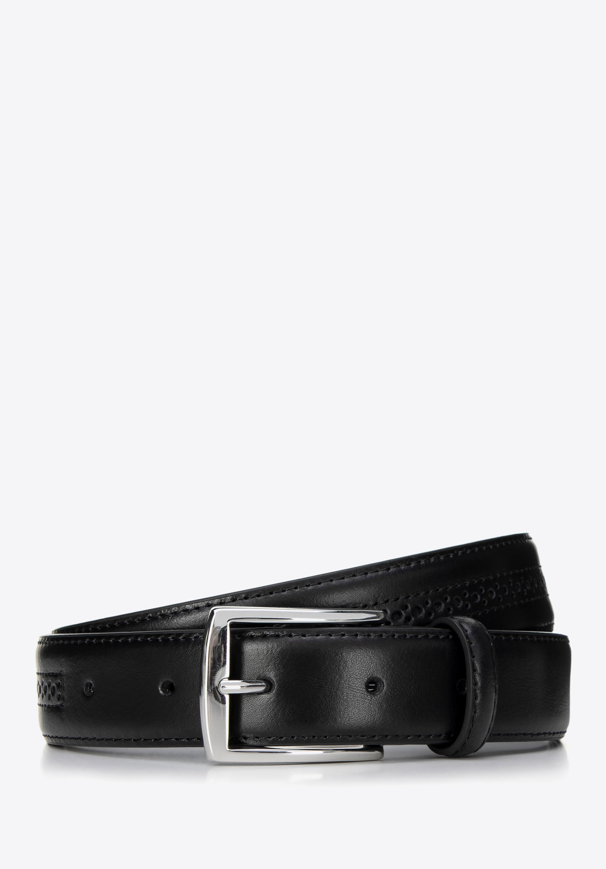 Herren Ledergürtel mit Perforationen, schwarz, 99-8M-112-1-11, Bild 1