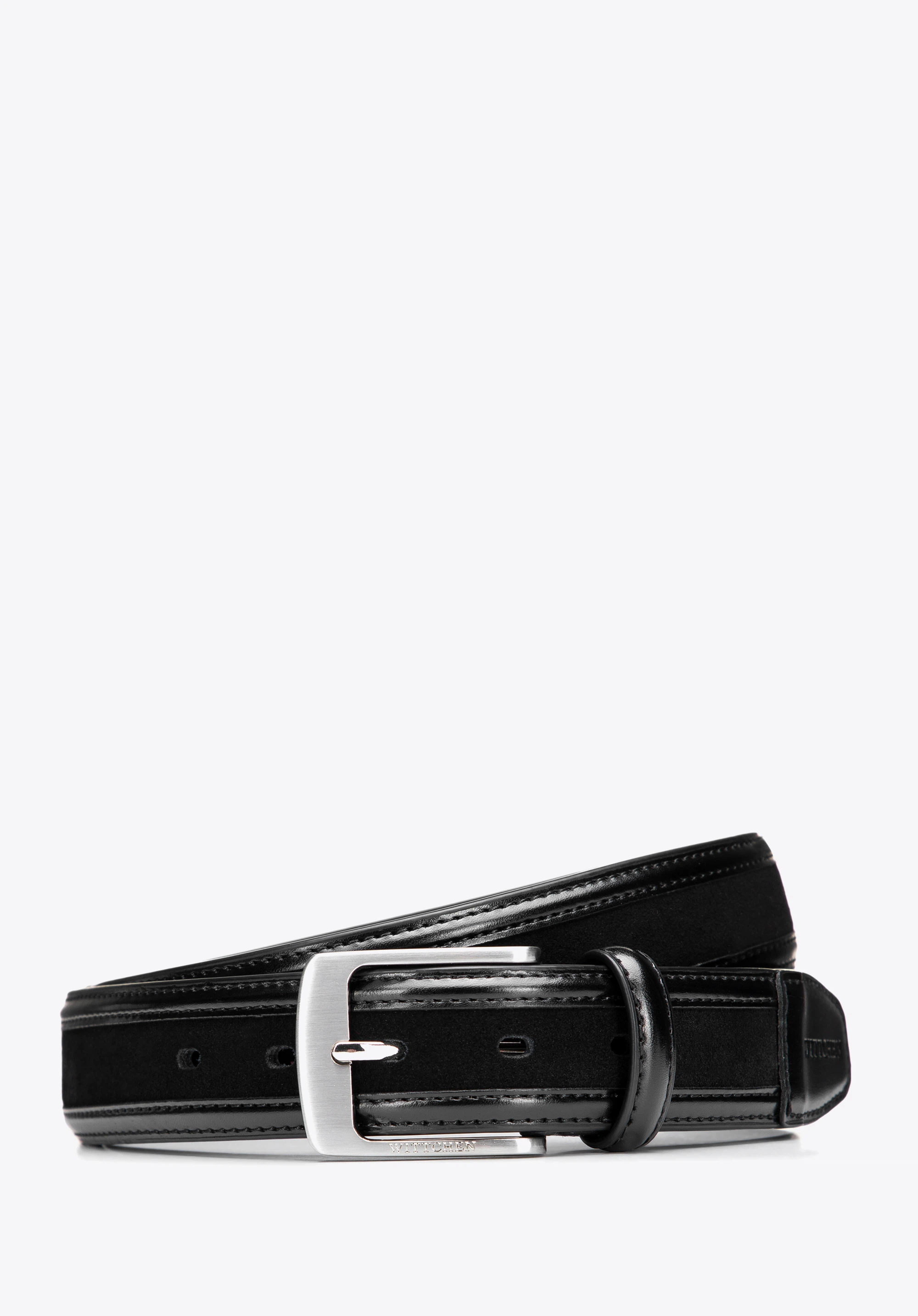 Herren-Ledergürtel mit zwei Texturen, schwarz, 101-8M-216-1-S, Bild 1