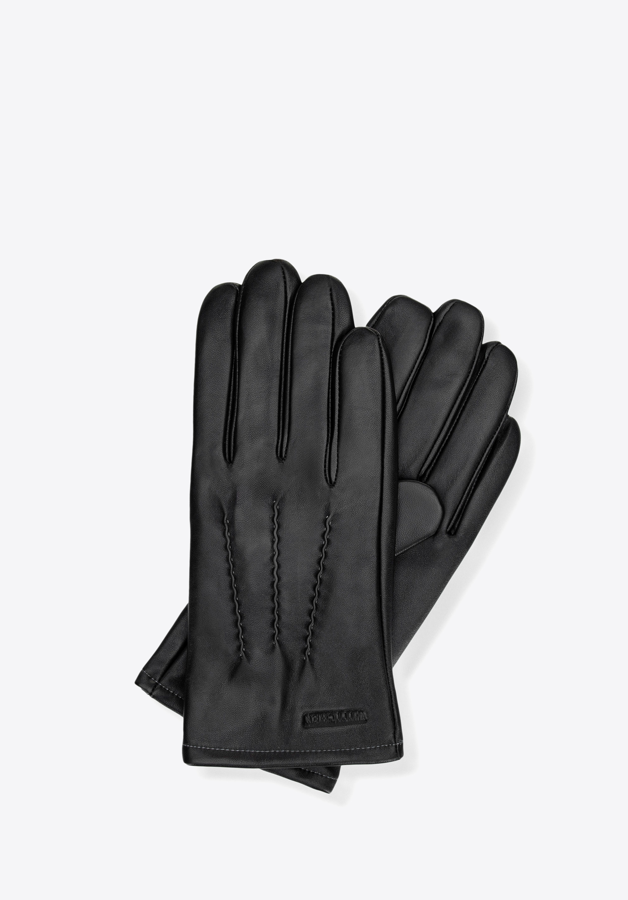 Herren-Lederhandschuhe mit Ziernähten, schwarz, 39-6L-040-1-S, Bild 1