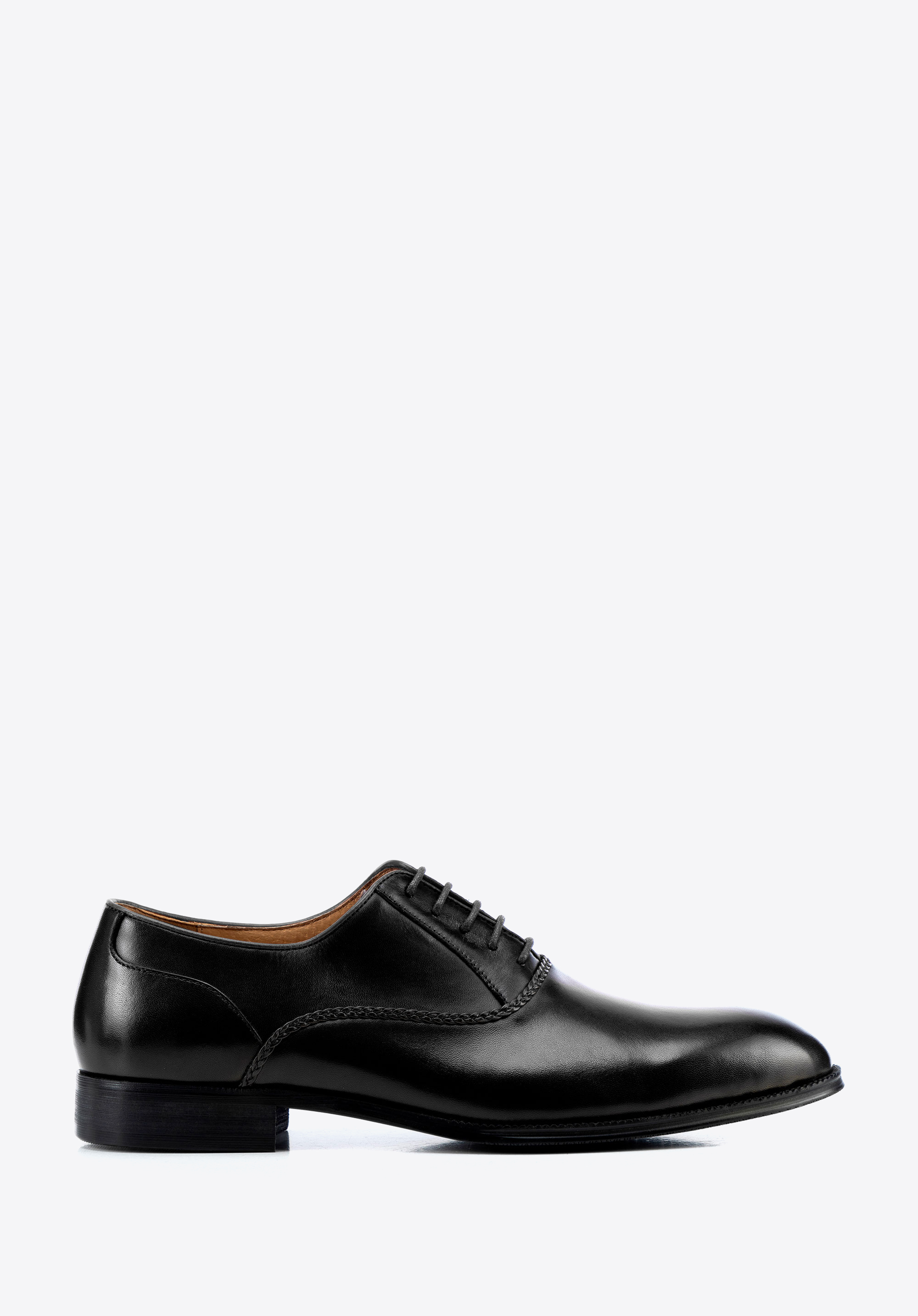 Herren Lederschuhe mit Ziernähten, schwarz, 100-M-708-1-43, Bild 1