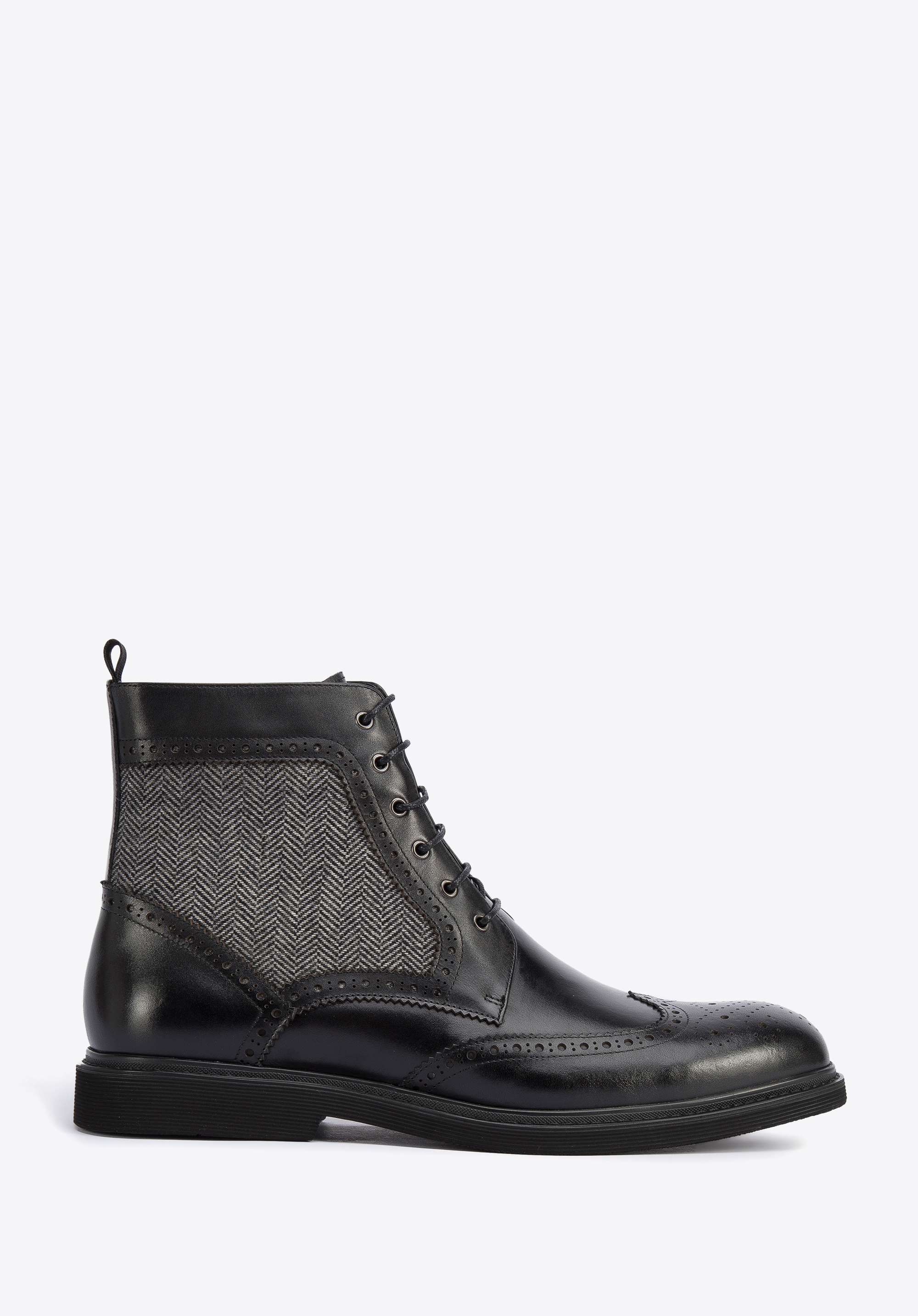 Herren-Lederstiefel mit Fischgrätenmuster, schwarz, 95-M-502-1-40, Bild 1