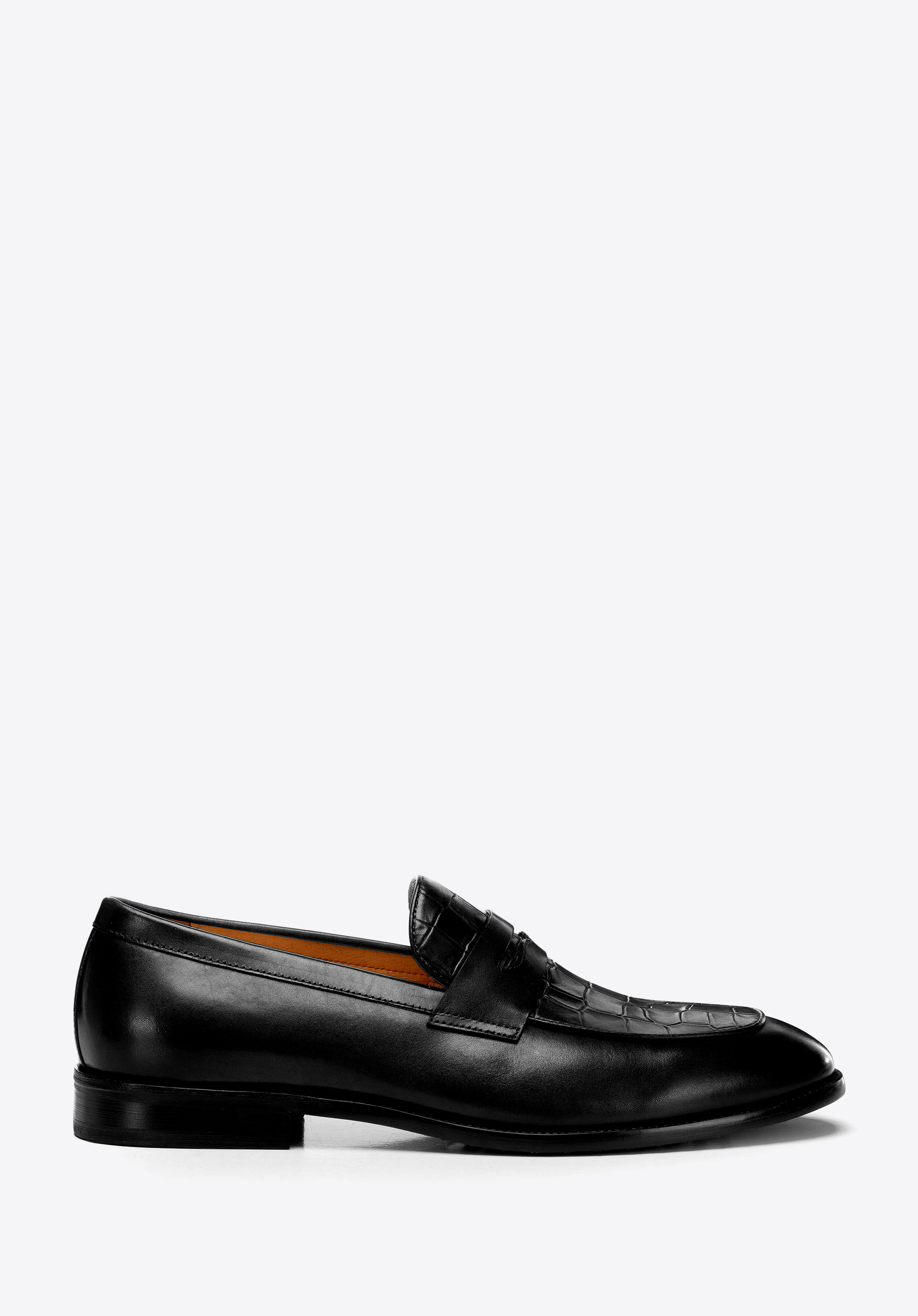 Herren-Loafer aus Leder mit Krokoprägung, schwarz, 101-M-311-1-42, Bild 1