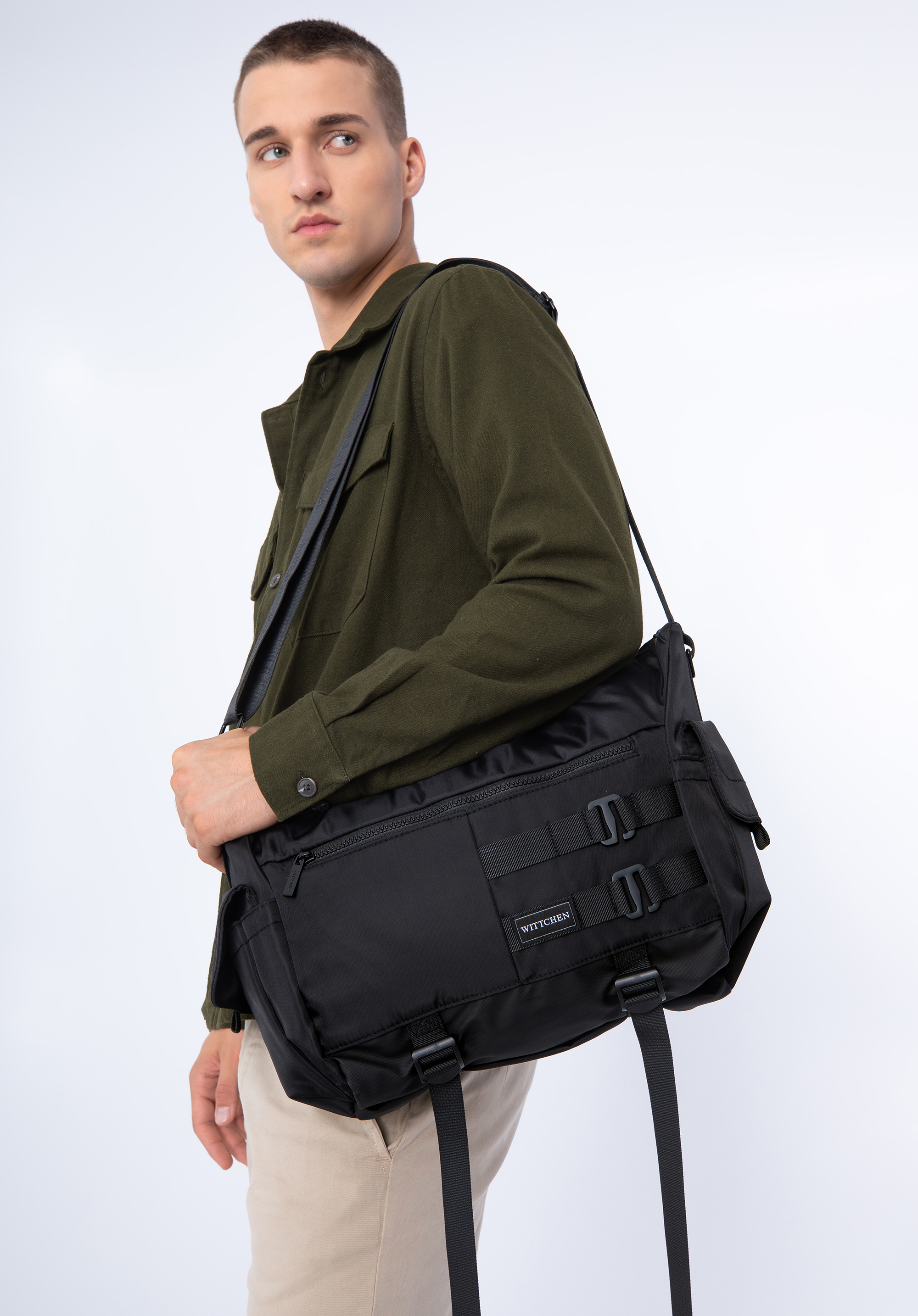 Herren-Multifunktionstasche mit Vorderriemen, schwarz, 56-3S-802-10, Bild 1