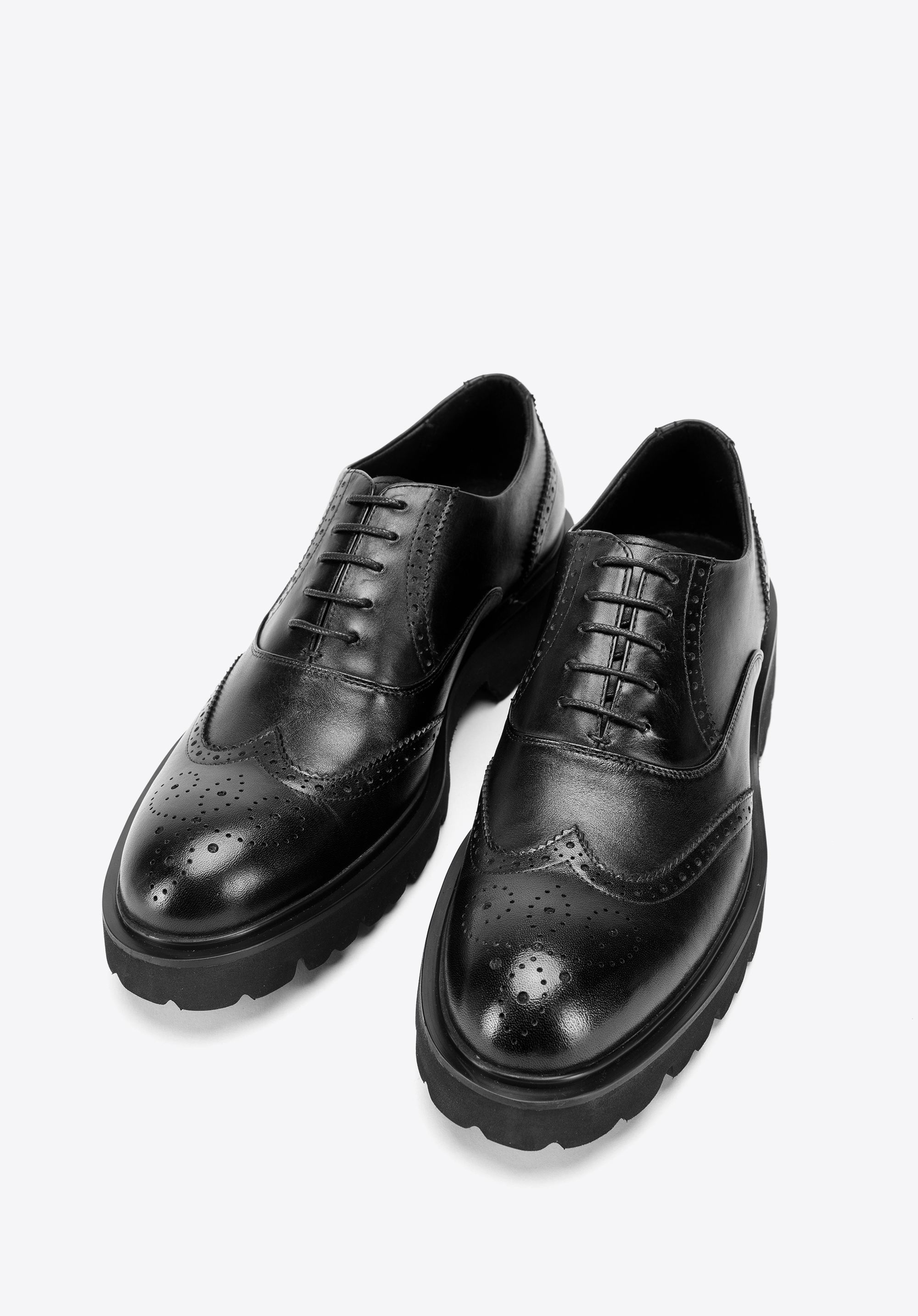 Herren-Oxfords aus Leder mit dicker Sohle, schwarz, 97-M-515-1-41, Bild 1