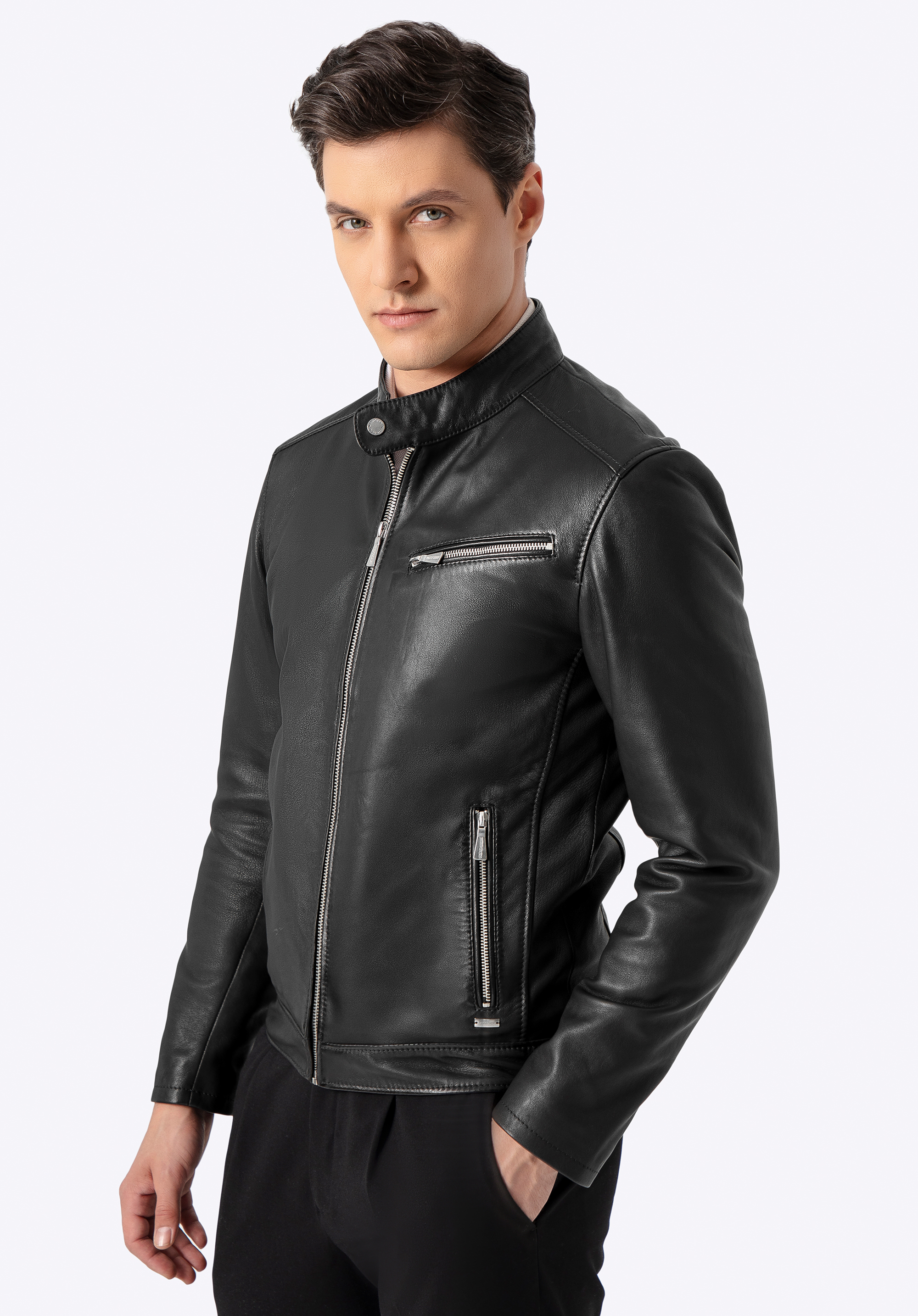 Herren Schafsfelljacke mit Innentaschen, schwarz, 100-09-950-1-M, Bild 1