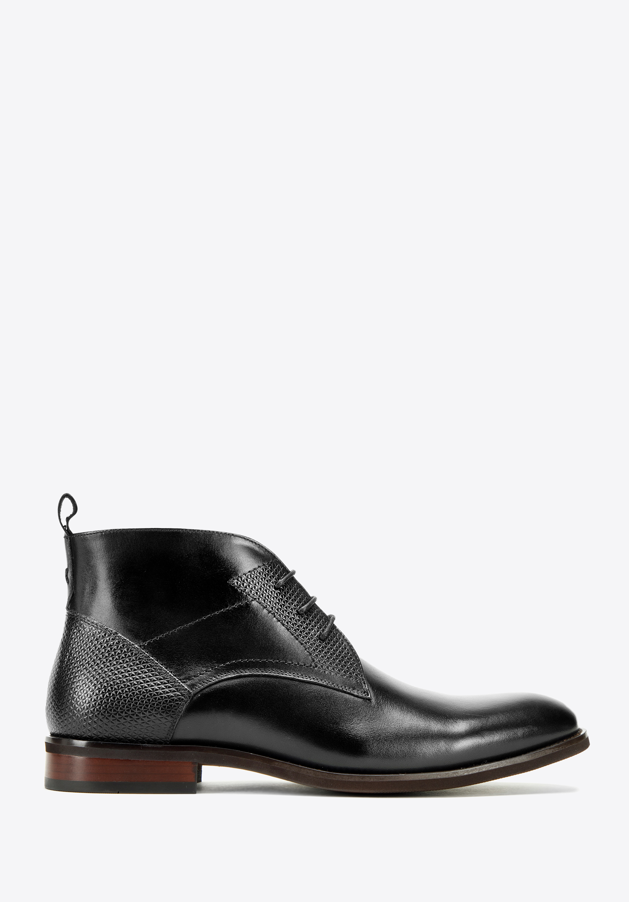 Herren-Schnürstiefel aus Leder mit geometrischen Details, schwarz, 99-M-502-1-42, Bild 1