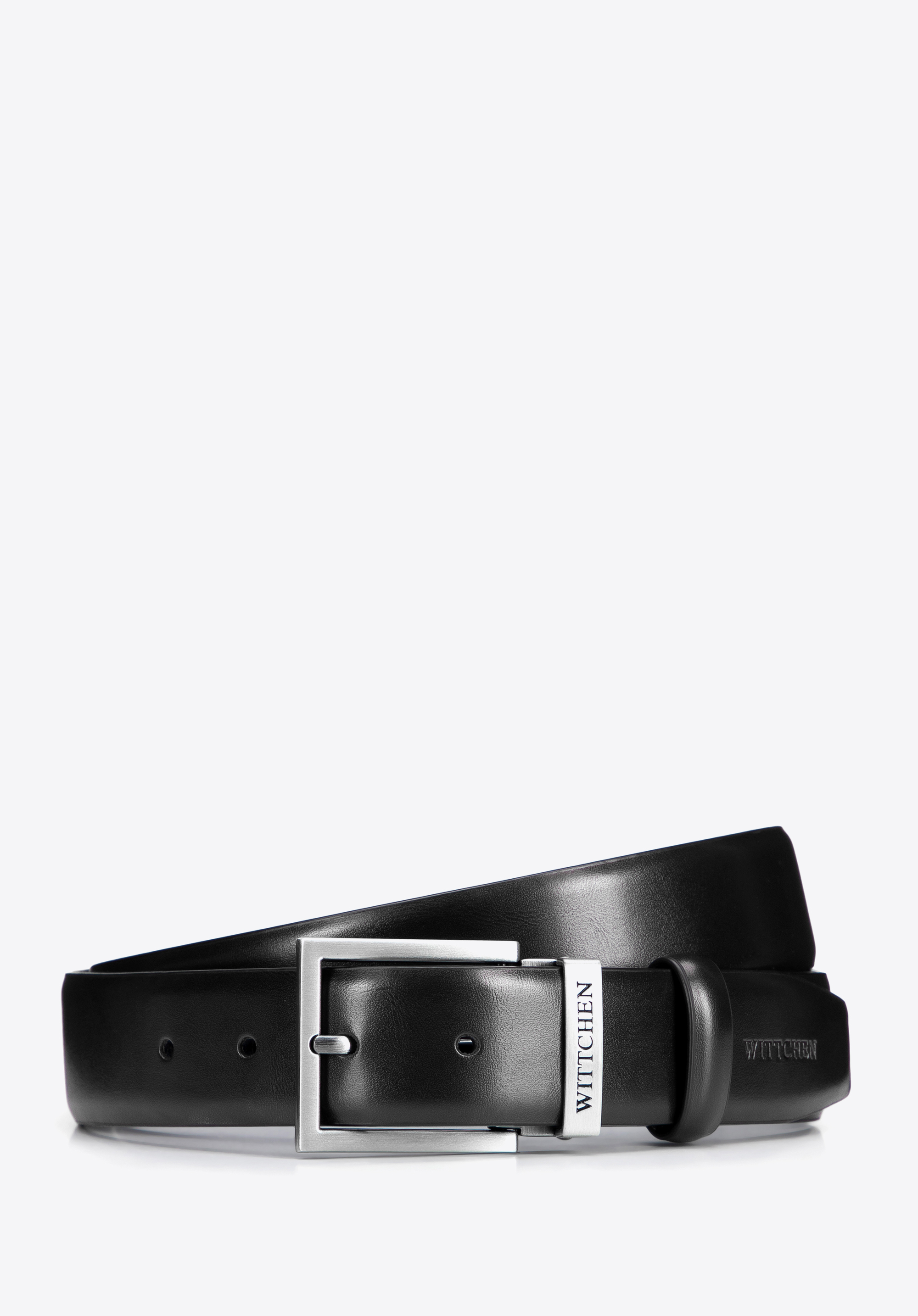 Herren-Set: Ledergürtel mit zwei Schnallen, schwarz, 102-8M-S11-1-90, Bild 1