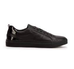 Herren-Sneaker aus Leder mit lackiertem Einsatz, schwarz, 93-M-502-1-41, Bild 1