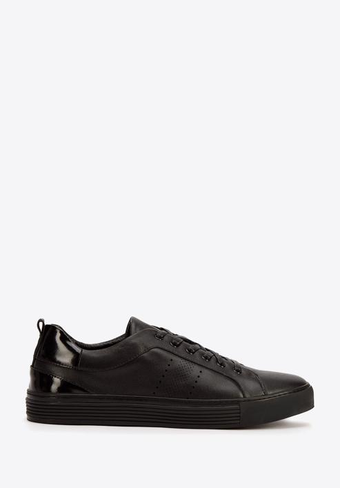Herren-Sneaker aus Leder mit lackiertem Einsatz, schwarz, 93-M-502-0-44, Bild 1