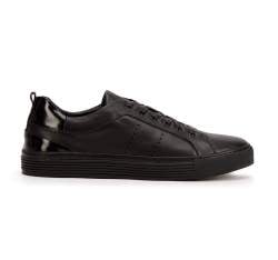 Herren-Sneaker aus Leder mit lackiertem Einsatz, schwarz, 93-M-502-1-44, Bild 1