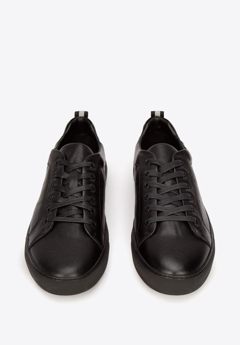 Herren-Sneaker aus Leder mit lackiertem Einsatz, schwarz, 93-M-502-0-44, Bild 3