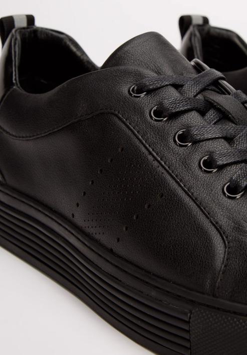 Herren-Sneaker aus Leder mit lackiertem Einsatz, schwarz, 93-M-502-1-40, Bild 7