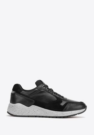 Herren-Sneakers aus Leder mit dicker Sohle, schwarz, 93-M-300-1-42, Bild 1
