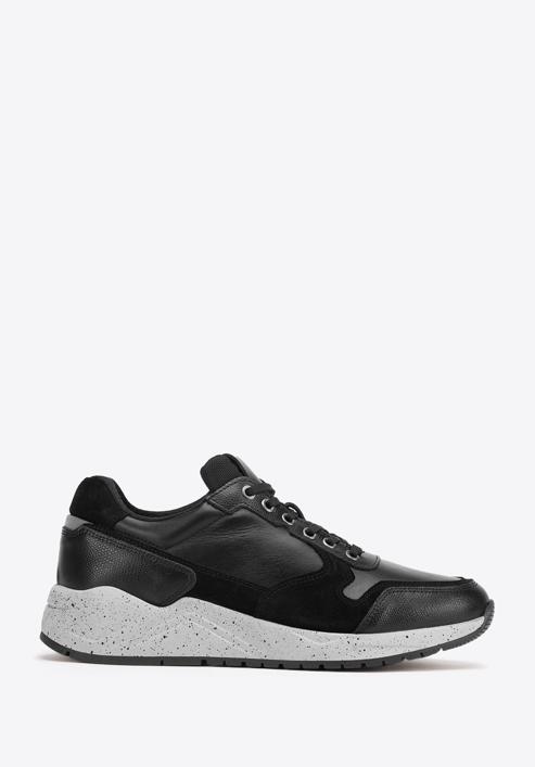 Herren-Sneakers aus Leder mit dicker Sohle, schwarz, 93-M-300-1M-40, Bild 1