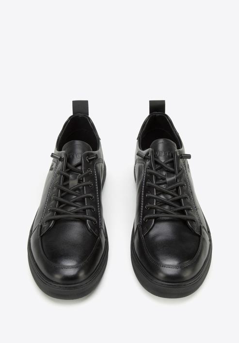 Herren-Sneakers aus Leder mit Stickerei, schwarz, 94-M-951-1-40, Bild 2
