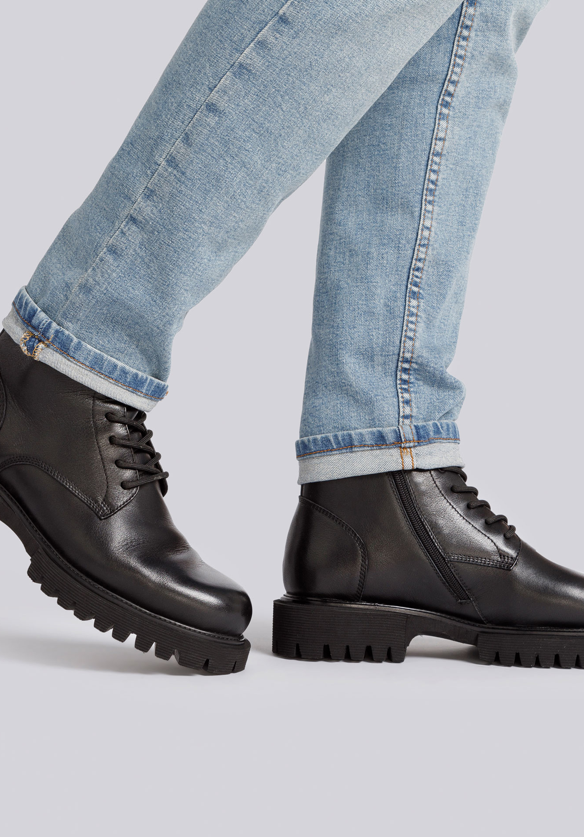Herren-Springerstiefel aus Leder mit dicker Sohle, schwarz, 93-M-906-1-39, Bild 1