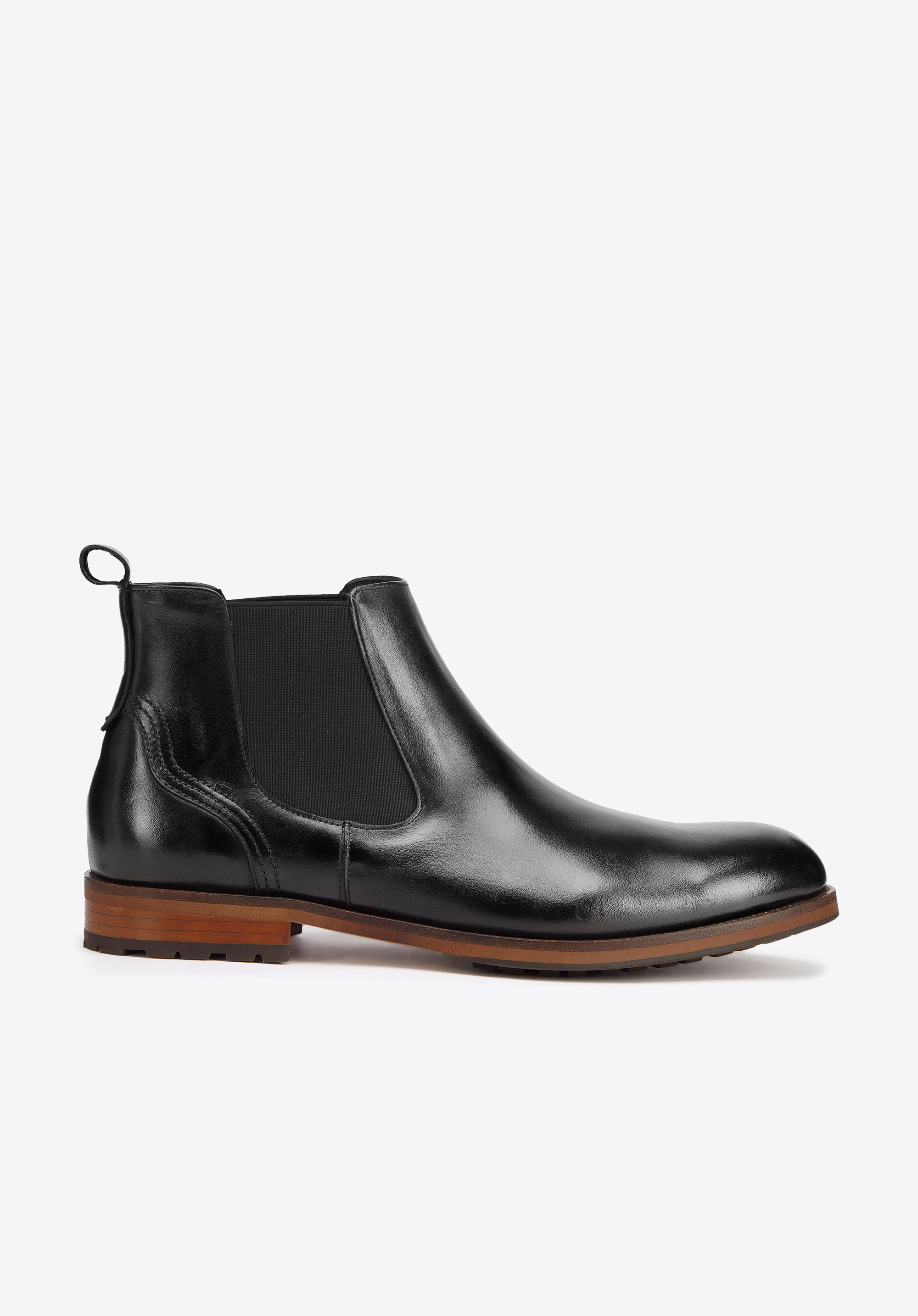 Herren-Stiefelette aus Leder mit brauner Sohle, schwarz, 93-M-521-1-45, Bild 1