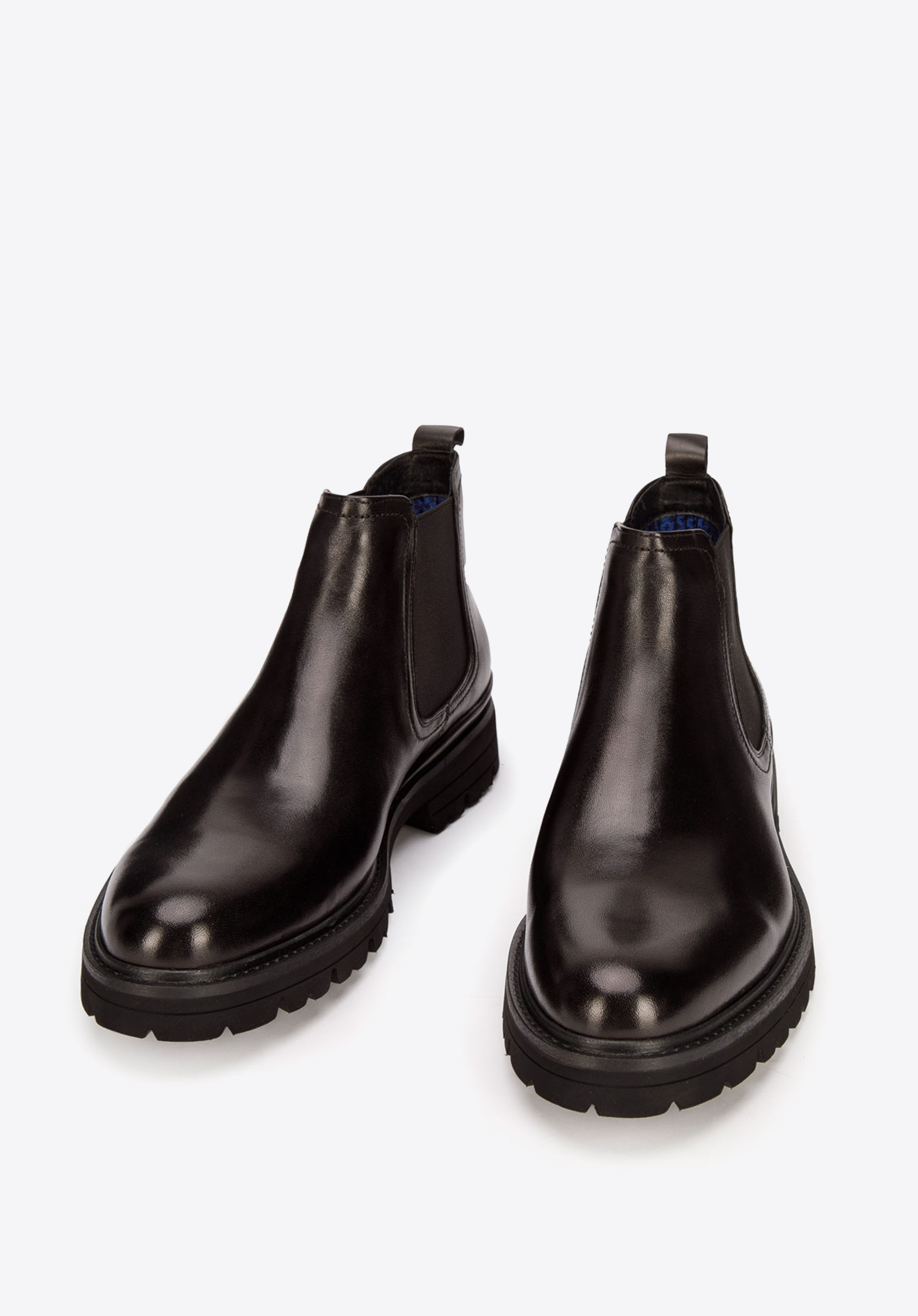 Herren-Stiefelette aus Leder mit dicken Sohlen, schwarz, 93-M-522-1-44, Bild 1