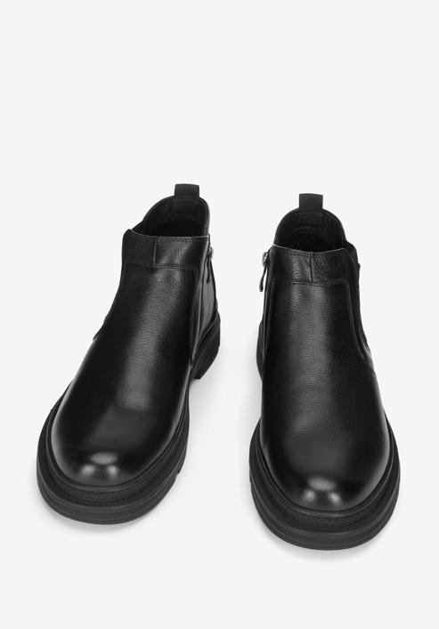 Herren-Stiefelette aus Leder mit Reißverschluss, schwarz, 93-M-920-1-40, Bild 2
