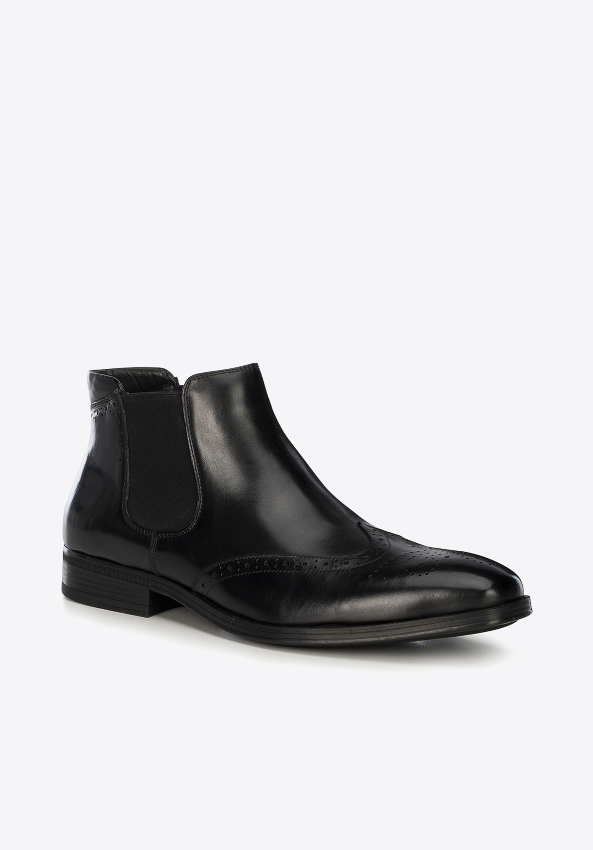 Herren-Stiefeletten aus perforiertem Leder, schwarz, 91-M-913-1-44, Bild 1