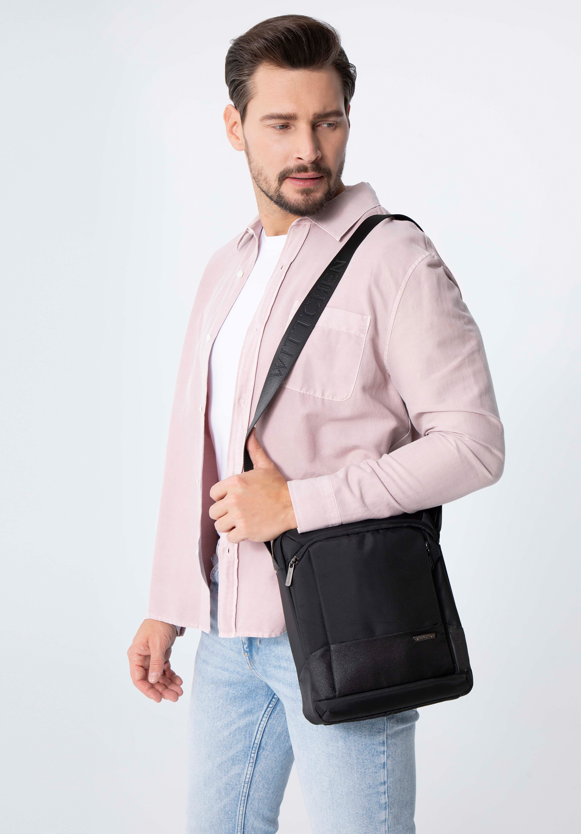 Herren-Umhängetasche, schwarz, 98-4P-202-1, Bild 1