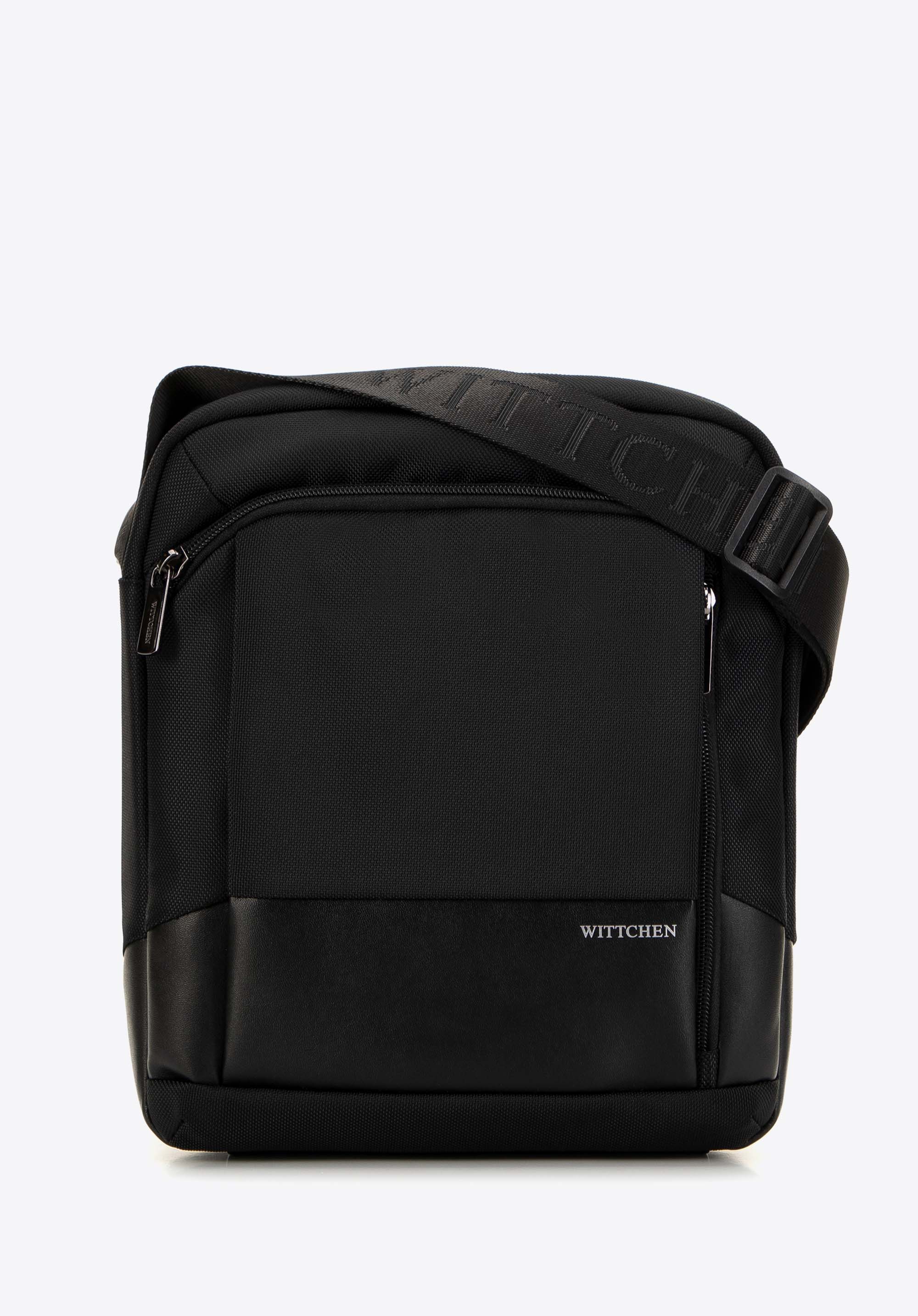 Herren-Umhängetasche mit Kunstlederdetails, schwarz, 99-4P-210-1, Bild 1