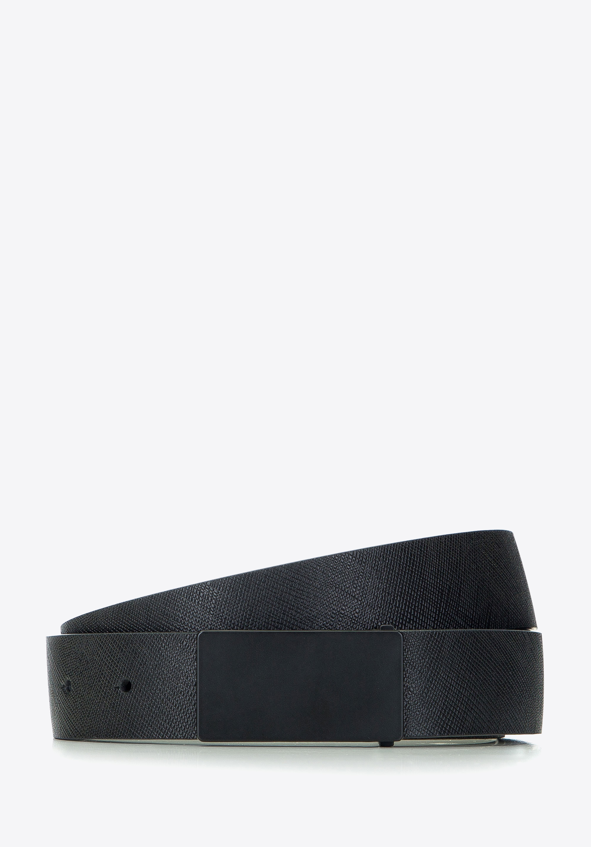 Herrengürtel aus geprägtem Leder mit matter Schnalle, schwarz, 93-8M-101-1-11, Bild 1