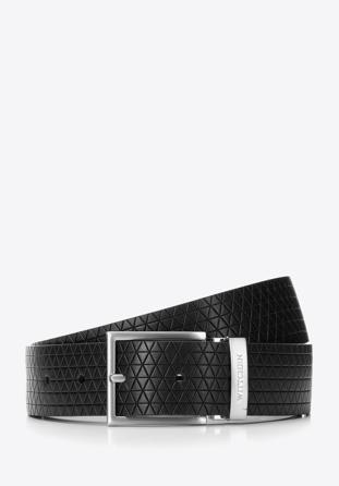 Herrengürtel mit geometrischer Prägung, schwarz, 93-8M-103-1-12, Bild 1