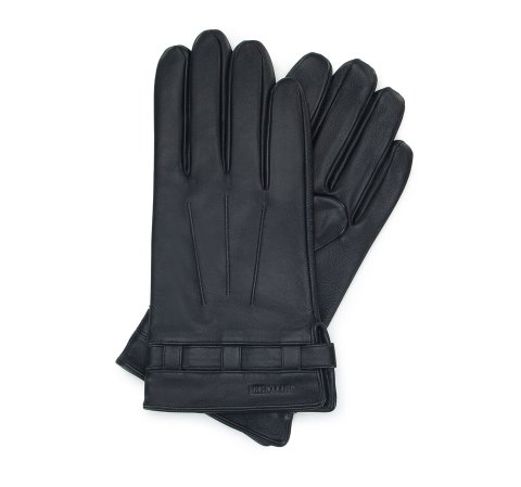 Herrenhandschuhe aus Leder mit Druckknopf, schwarz, 45-6A-016-5-S, Bild 1