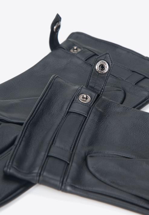 Herrenhandschuhe aus Leder mit Druckknopf, schwarz, 45-6A-016-1-M, Bild 4