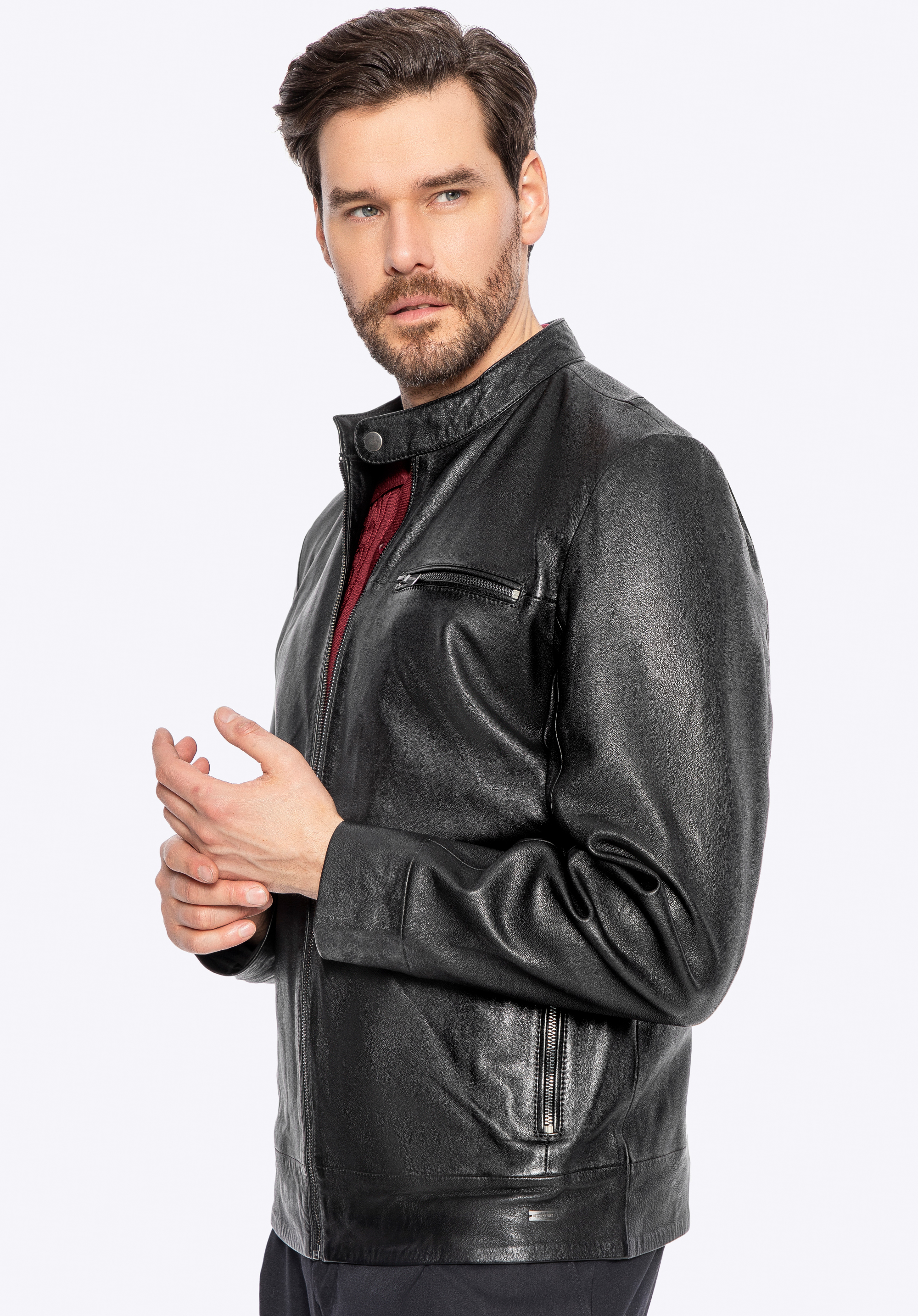 Herrenjacke aus naturbelassenem Schafsleder, schwarz, 100-09-412-1-L, Bild 1