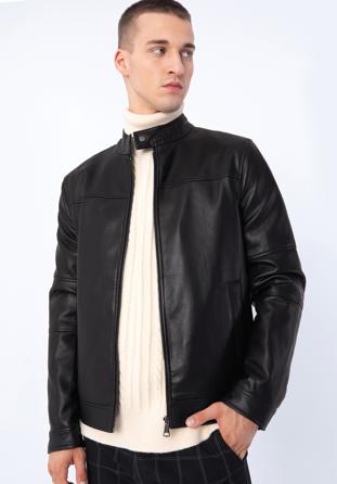 Herrenjacke aus Öko-Leder mit dekorativ besetzten Taschen, schwarz, 97-9P-153-1-L, Bild 1