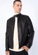 Herrenjacke aus Öko-Leder mit dekorativ besetzten Taschen, schwarz, 97-9P-153-4-XL, Bild 1