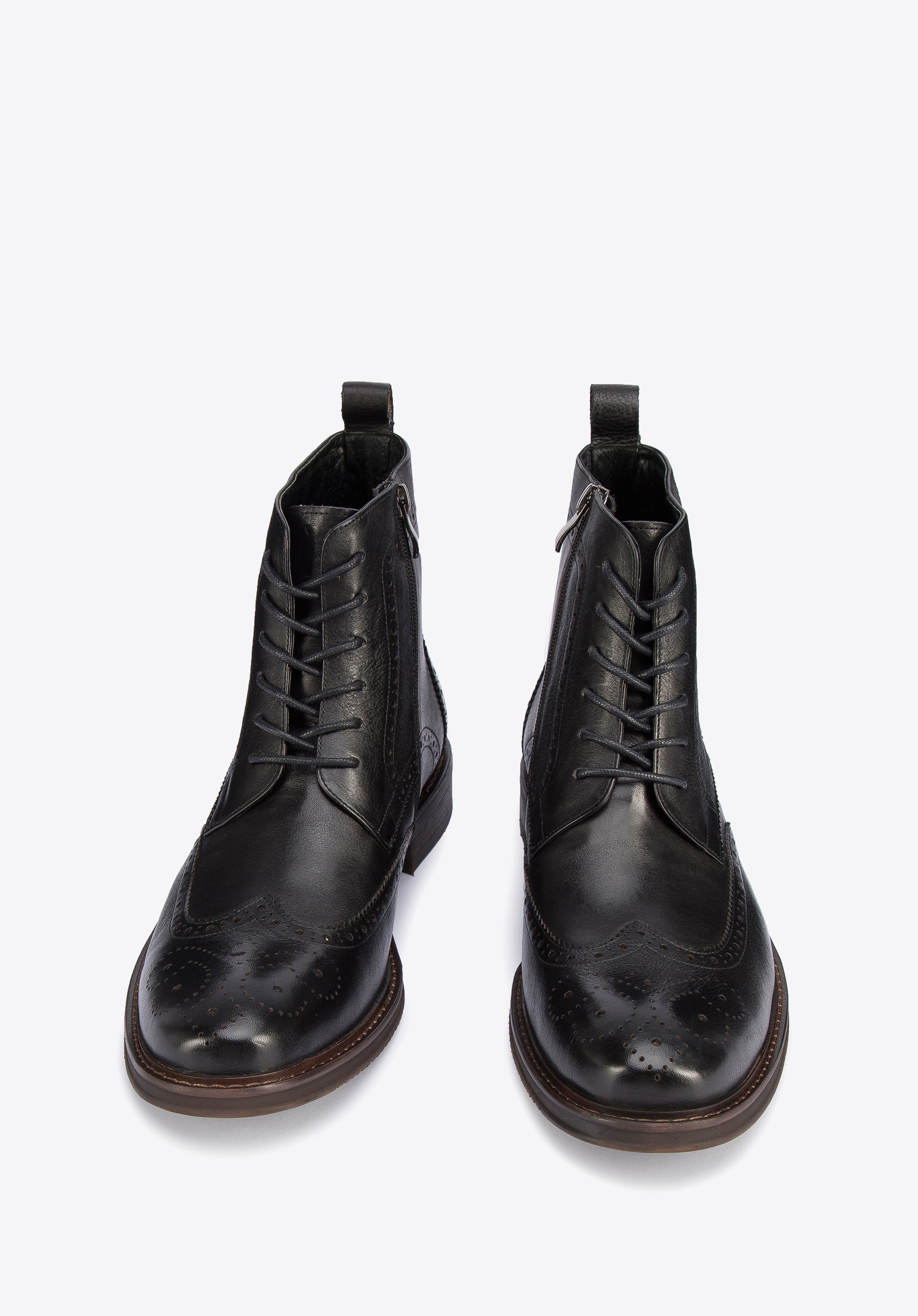 Herrenlederstiefel mit hoher Perforation |WITTCHEN| 95-M-511, schwarz, 95-M-511-1-43, Bild 1