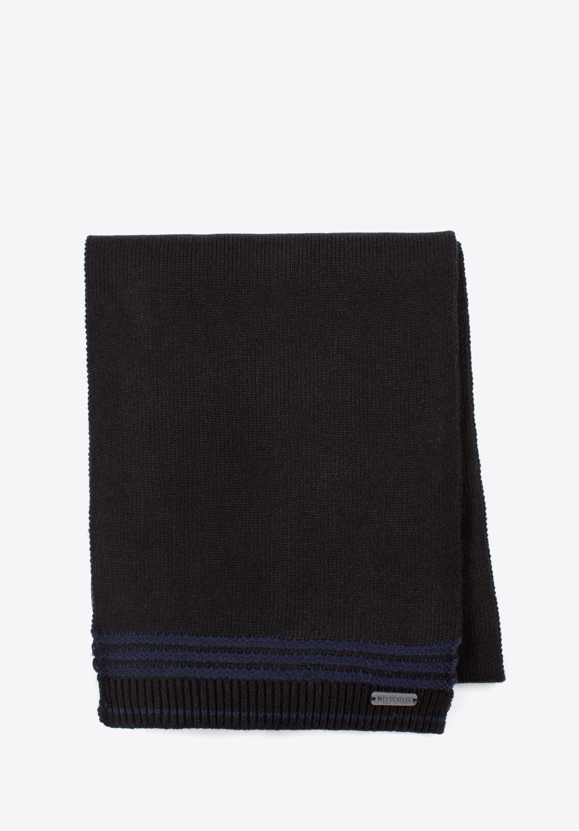 Herrenschal mit Querstreifen, schwarz, 99-7F-012-17, Bild 1