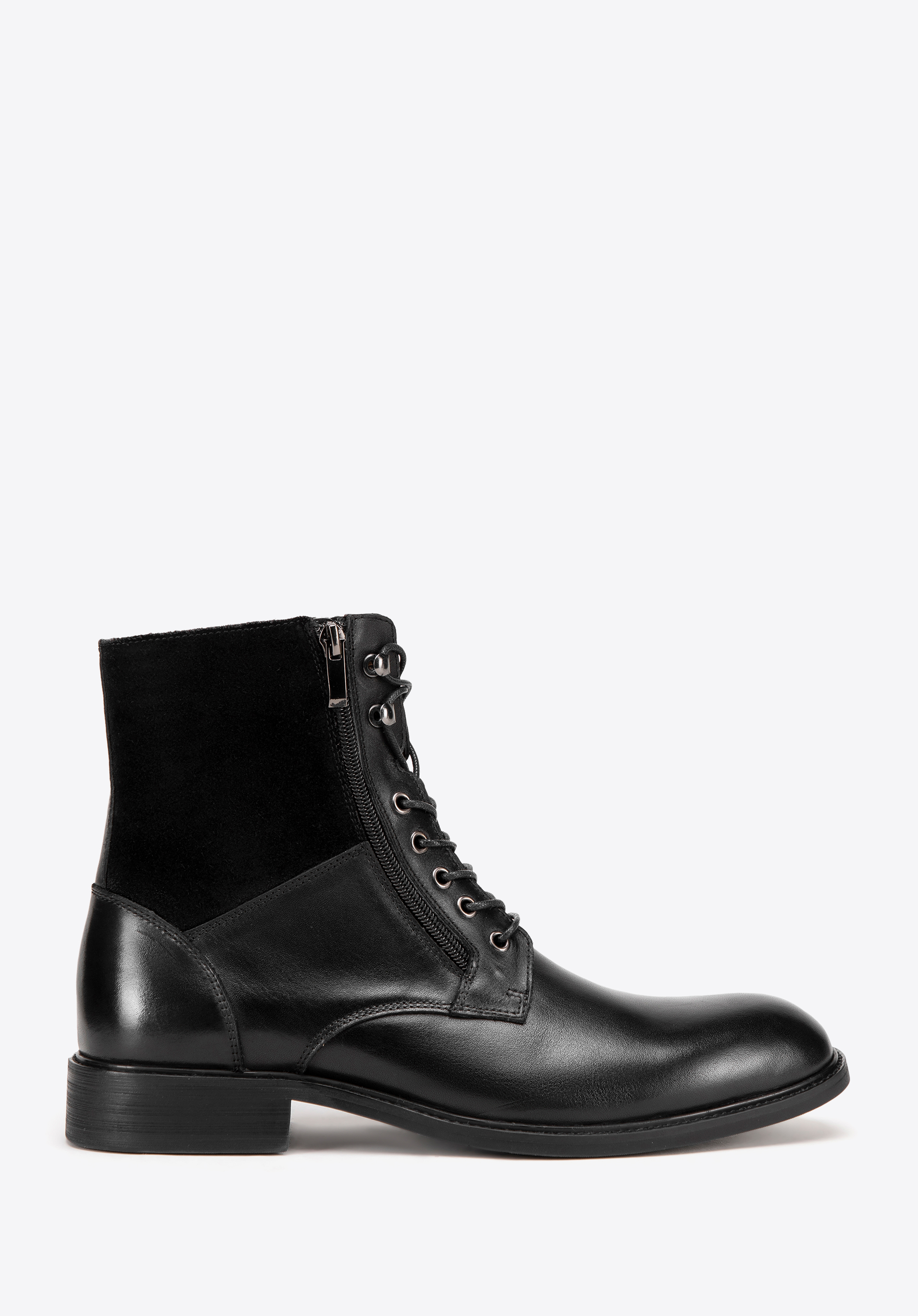 Herrenstiefel aus Wildleder und genarbtem Leder, schwarz, 99-M-708-1-42, Bild 1