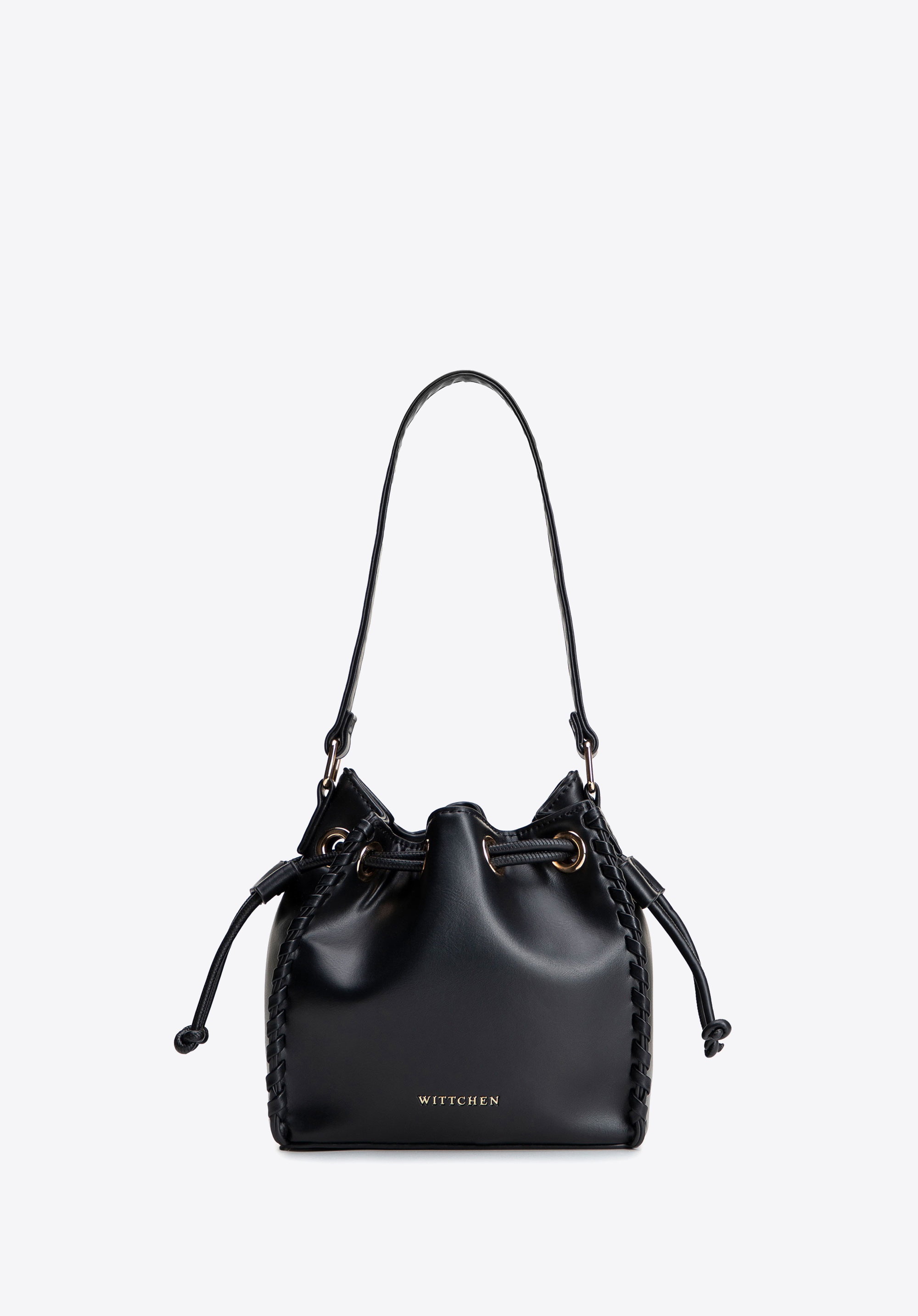 Hobo-Tasche aus Kunstleder mit dekorativen Flecht, schwarz, 101-4Y-402-1, Bild 1