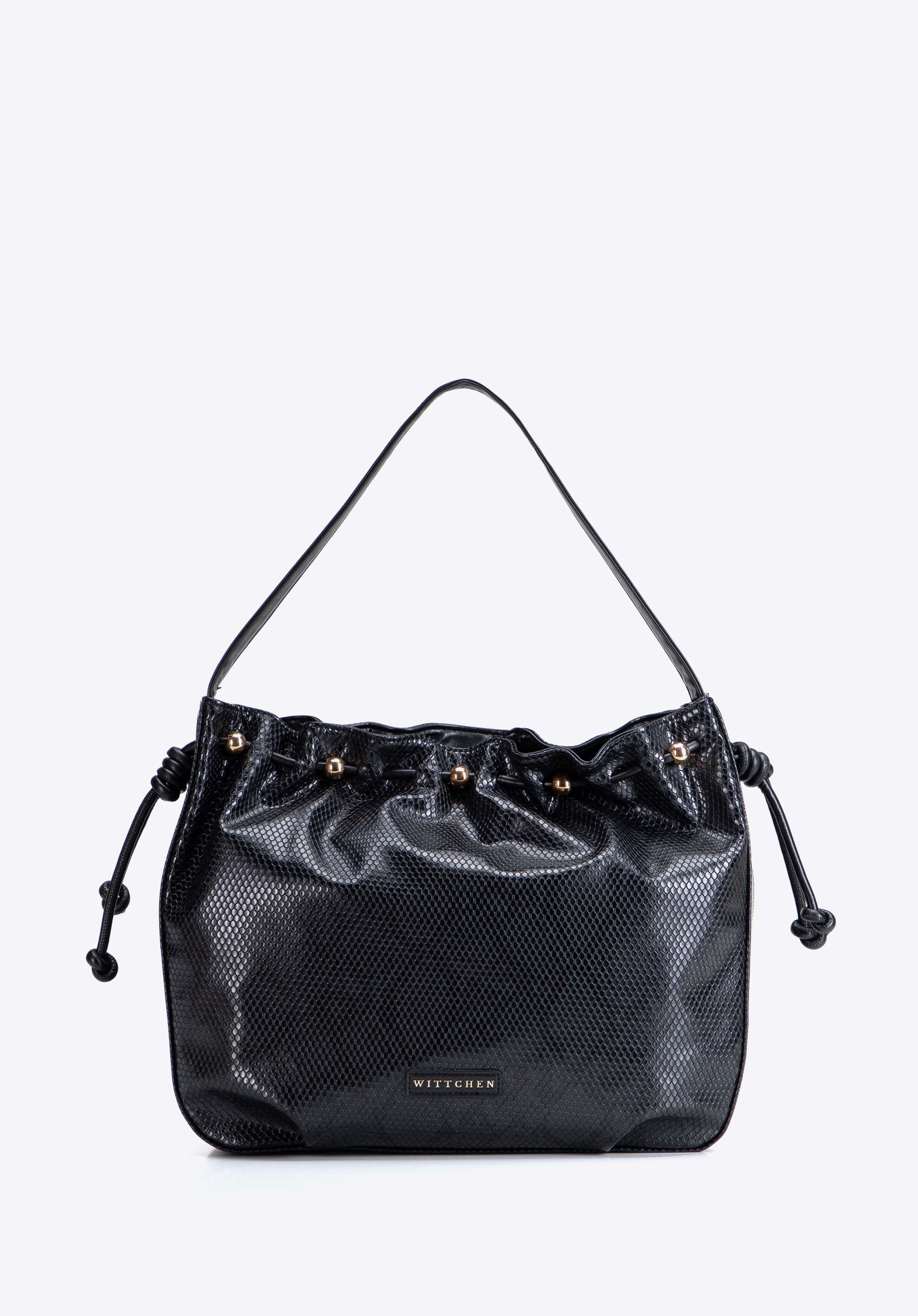 Hobo-Tasche für Damen in Kroko-Optik, schwarz, 103-4Y-519-1, Bild 1